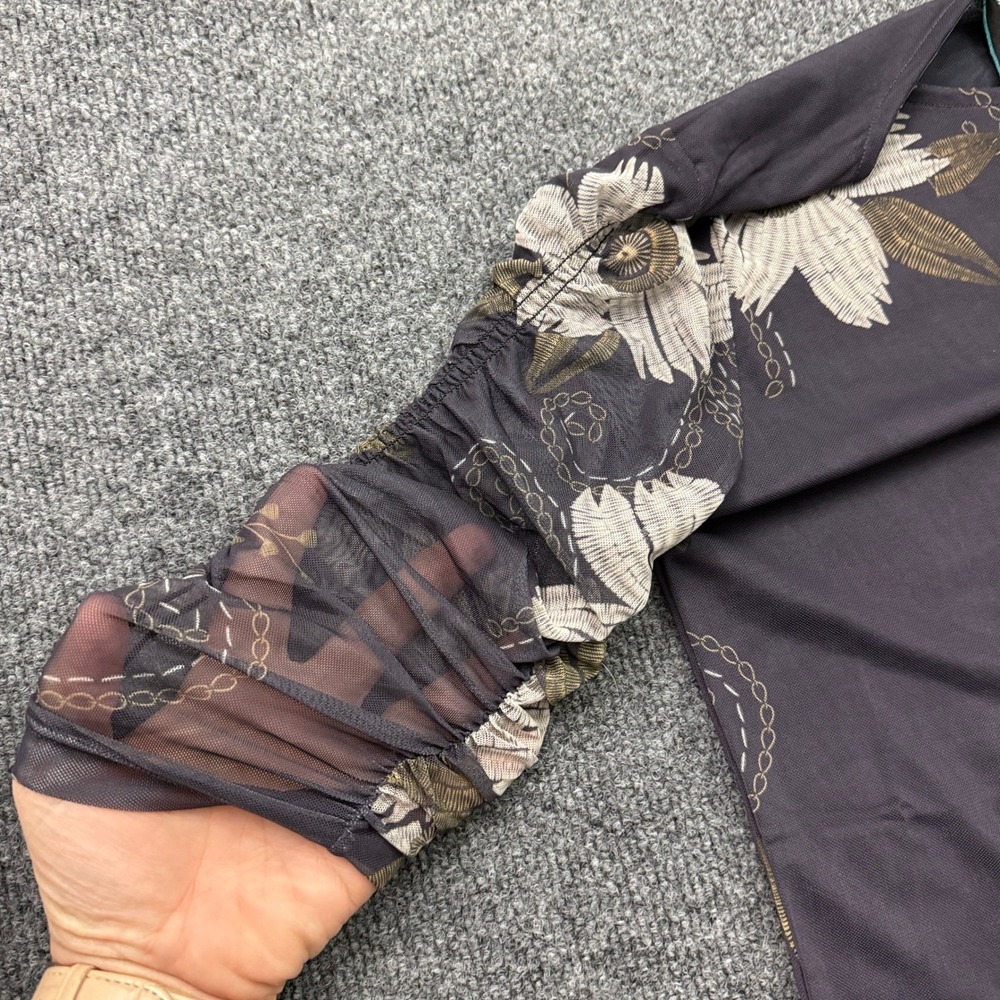 Johnny Was Mesh Floral Top Sm Corinthe Boho Ethereal Artsy Romantic Whimsigoth - Picture 6 of 13